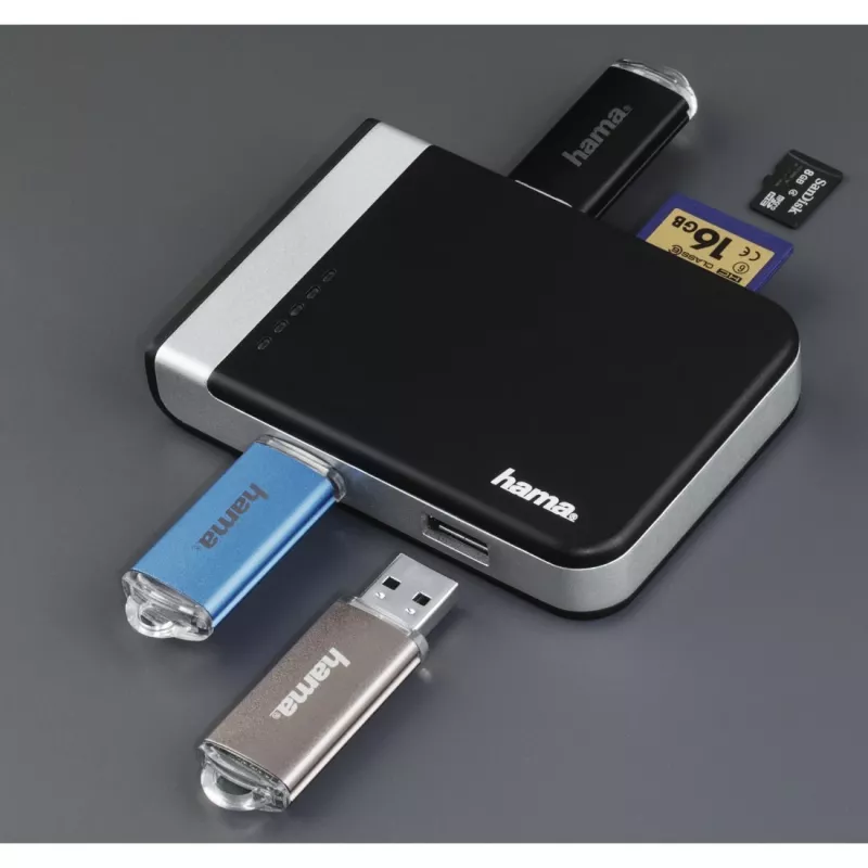 Hama 00054546 lector de tarjetas USB 3.2 Gen 1 (3.1 Gen 1) Type-A/Type-C negro, plata