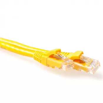 ACT Amarillo 0,25 metros cable de red U/UTP CAT6 con protección de pestaña y conectores RJ45