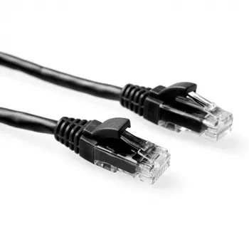 ACT Negro 0,25 metros cable de red U/UTP CAT6 con protección de pestaña y conectores RJ45