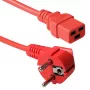 Cable de alimentación ACT CEE 7/7 conector macho (acodado) - C19 rojo 3 m