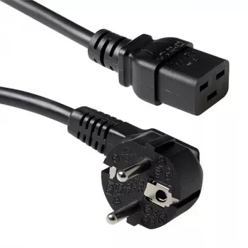 Cable de alimentación ACT CEE 7/7 conector macho (acodado) - C19 negro 0,6 m