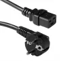 Cable de alimentación ACT conector de red CEE 7/7 conector macho (acodado) - C19 negro 3 m