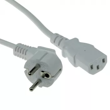Cable de alimentación ACT CEE 7/7 conector macho (acodado) - C13 blanco 3 m
