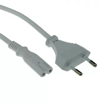 Cable de alimentación conector macho euro - conector hembra C7 blanco 1,5 m ACT AK5240