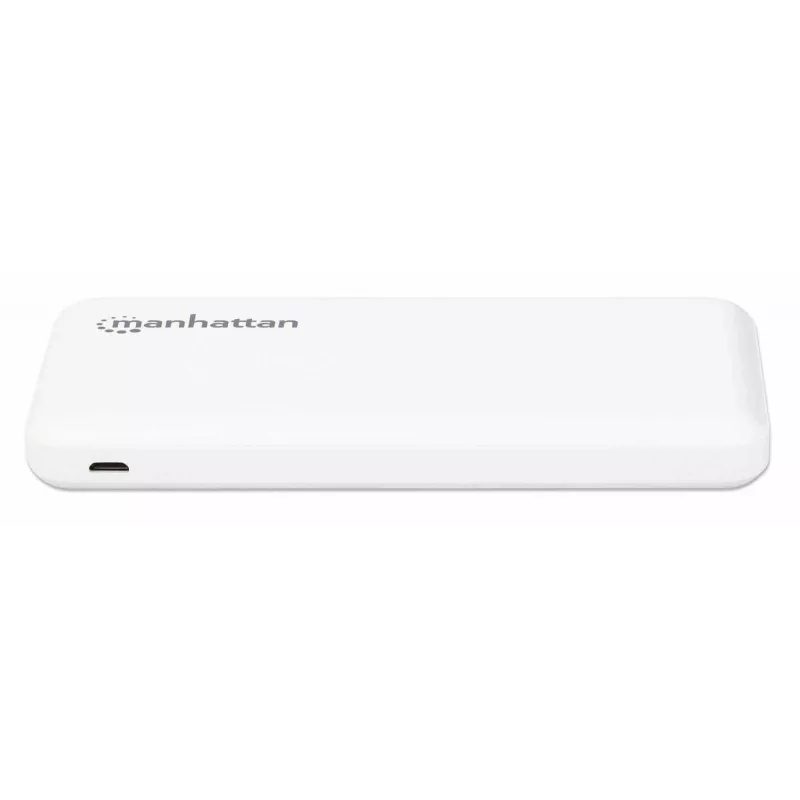 Manhattan batería externa, 10000 mAh, salida: 2x USB-A (2,1 A y 1 A), entrada: USB-C y Micro-USB (ambos 2 A), blanco, un año de garantía