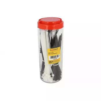 DeLOCK caja surtida de bridas para cables, 600 uds., negro/blanco