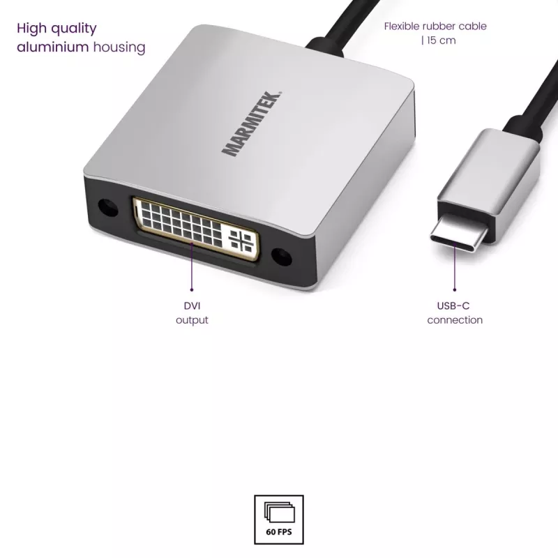 Marmitek Connect USB C to DVI - adaptador USB-C a DVI