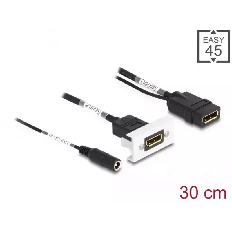 DeLOCK Easy 45 módulo DisplayPort 4K 60 Hz con alimentación DC 2,1 x 5,5 mm