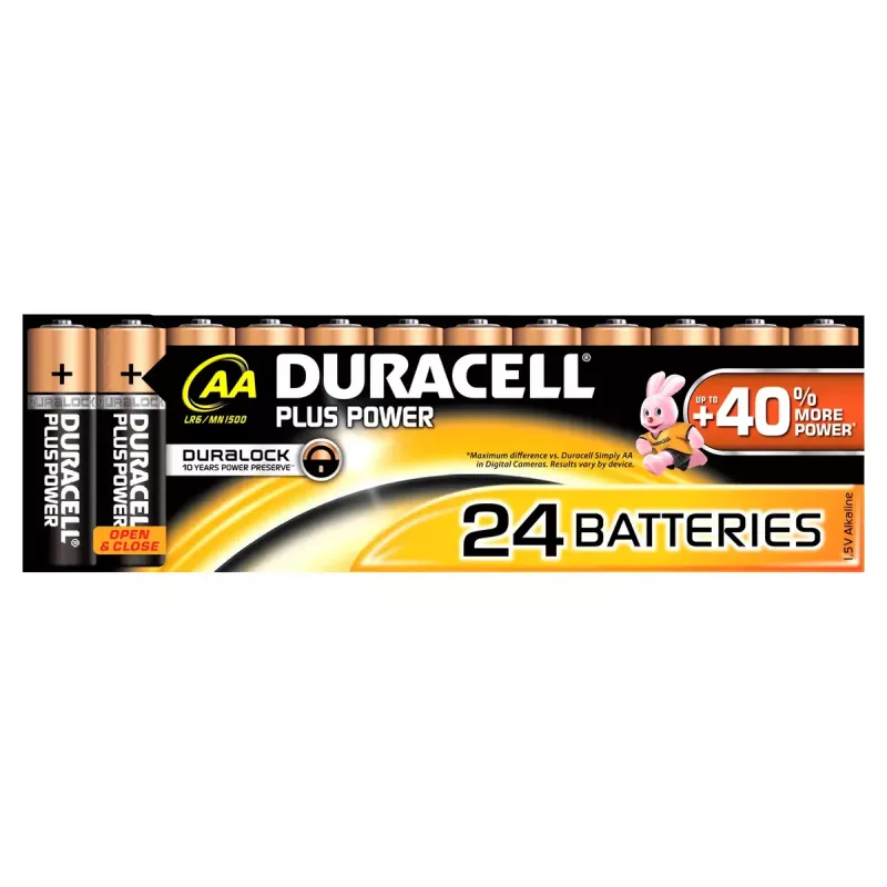 Pila desechable Duracell Plus Power AA alcalina rendimiento fiable