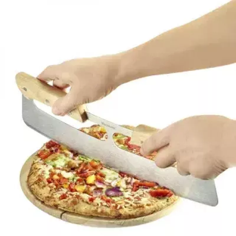 Westmark Pro cortapizzas, acero inoxidable, mango de madera, plateado/marrón
