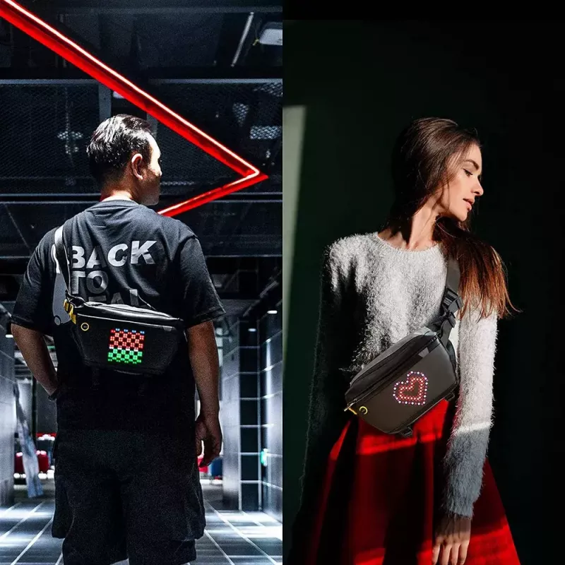 Bolso bandolera Divoom Pixoo negro unisex 340x90x150 mm pantalla LED