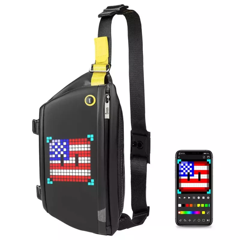 Bolso bandolera Divoom Pixoo negro unisex 340x90x150 mm pantalla LED