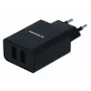 Swissten 22033000 cargador de viaje Smart IC, 2x USB, 2,1 A, negro