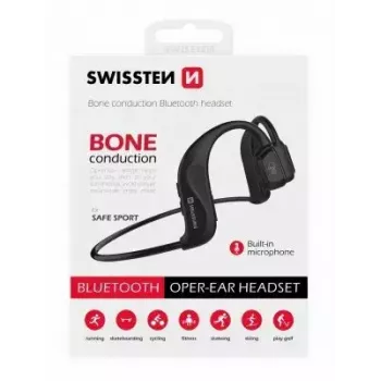 Auriculares Swissten conducción ósea Bluetooth V5.0 negros