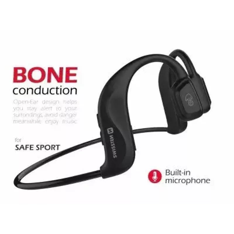 Auriculares Swissten conducción ósea Bluetooth V5.0 negros