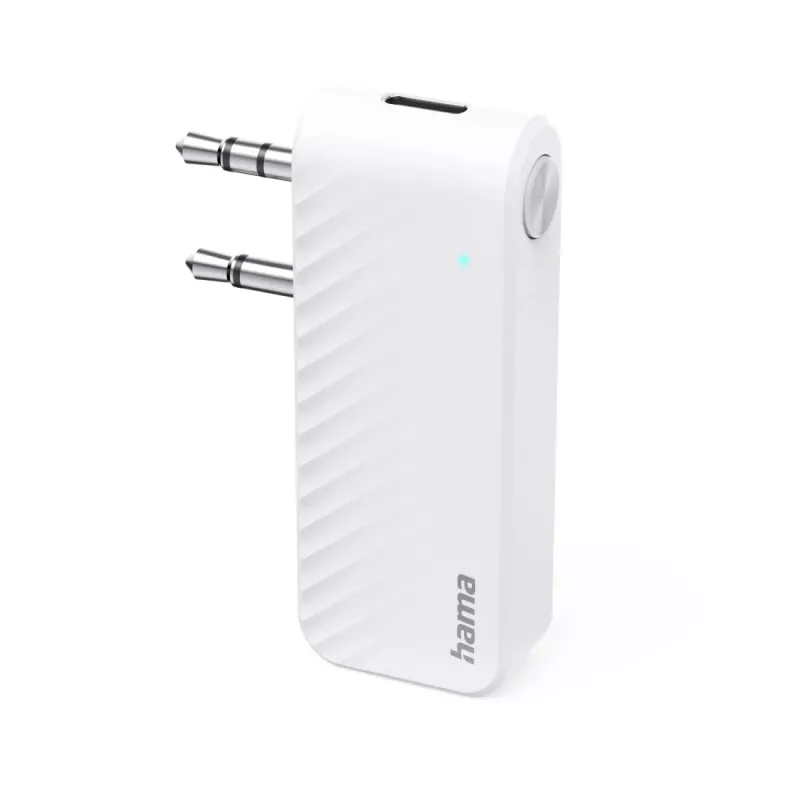 Hama 00014171 transmisor de audio Bluetooth para aviones y uso universal, 10 h, AUX, blanco