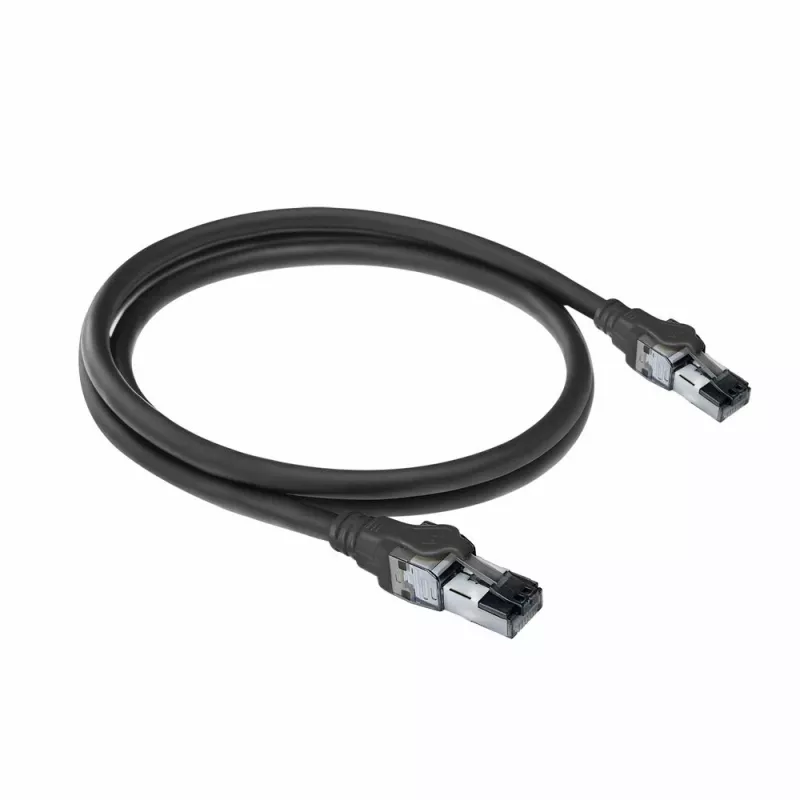 ACT negro 3 metros cable de parcheo S/FTP CAT6A IDC 4PPoE / PoE++ 100W LSZH con protección de lengüeta con conectores RJ45