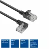 ACT negro 3 metros cable de parcheo Slimline U/UTP CAT6A LSZH con conectores RJ45 90° acodado izquierda a recto