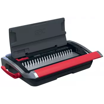 GBC CombBind® CB15 encuadernadora manual, encuadernadora de peine, manual, 165 hojas, negro, rojo