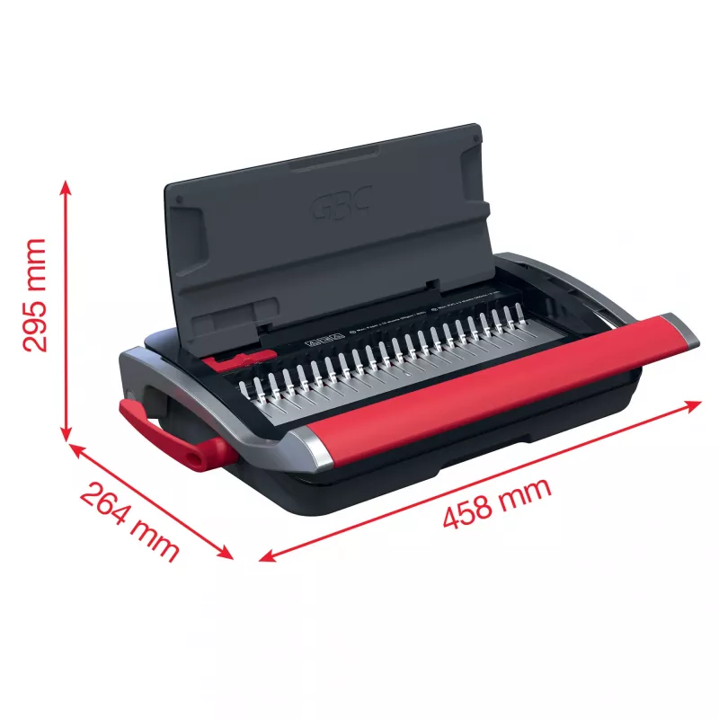 GBC CombBind CB15 4410061 encuadernadora de canutillos de plástico, negra/plateada/roja