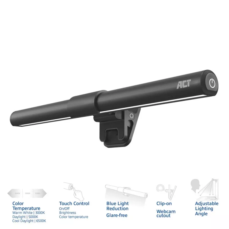Barra de luz LED para portátil con clip ACT AC8050, regulable, alimentación USB