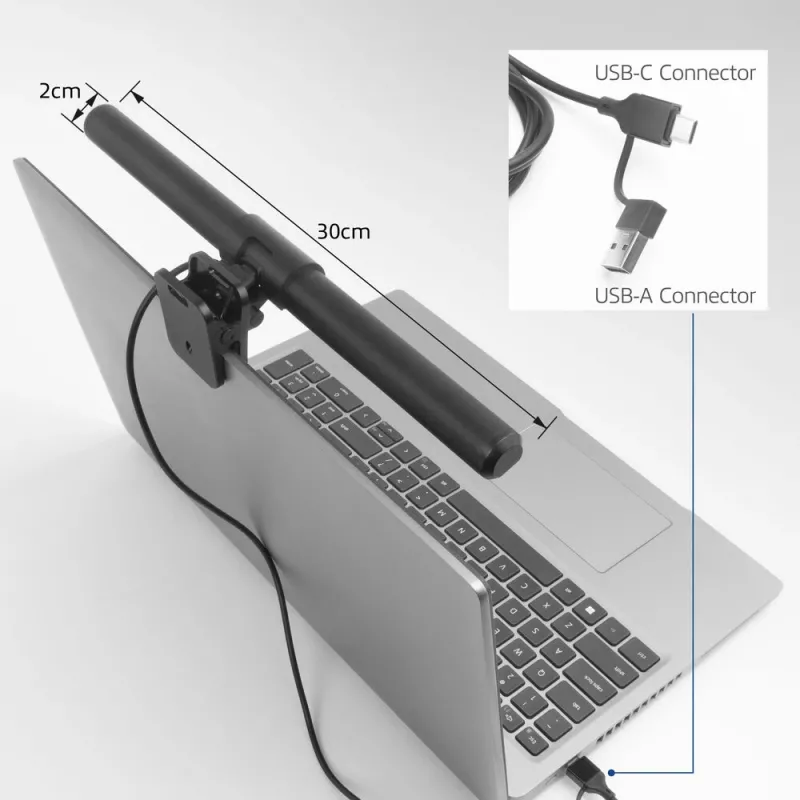 Barra de luz LED para portátil con clip ACT AC8050, regulable, alimentación USB