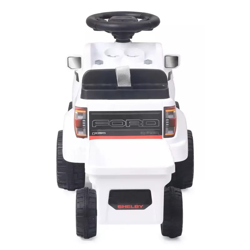 Coche de arrastre Jamara Shelby Ford F-150 Raptor — a batería, 1 asiento, 4 ruedas, negro/blanco