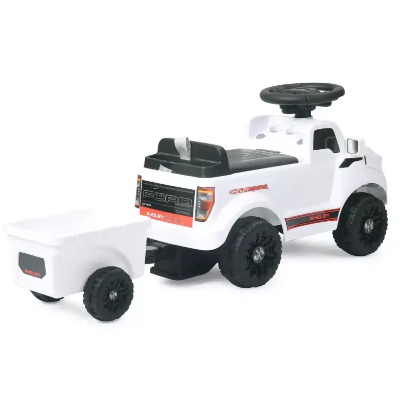 Coche de arrastre Jamara Shelby Ford F-150 Raptor — a batería, 1 asiento, 4 ruedas, negro/blanco
