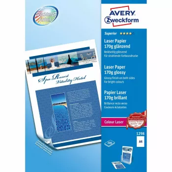 Papel fotográfico A4 Avery Premium Colour Laser 170 g/m² brillo blanco 1298