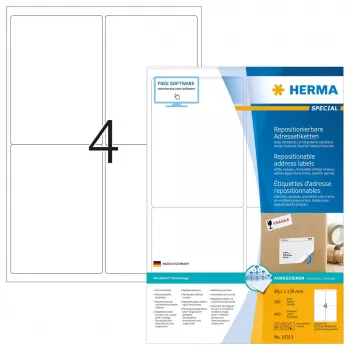 Etiquetas de dirección removibles HERMA 10313 A4 99,1x139 mm 400 uds.