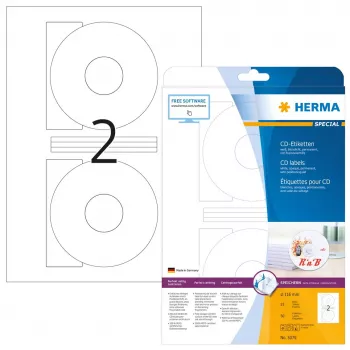 Etiquetas para CD HERMA A4 Ø 116 mm blanco papel mate opaco 50 uds.