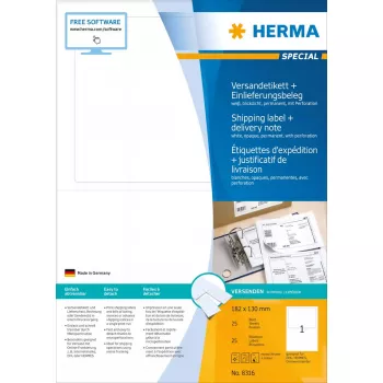 Etiqueta de envío + albarán HERMA 8316
