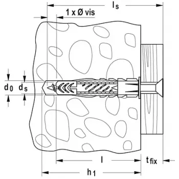 Taco universal Fischer UX 5 x 30 R con borde