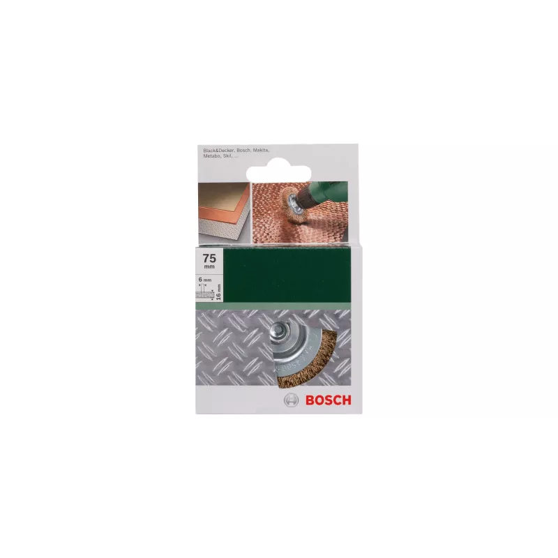 Bosch 2609256519 cepillo de disco, Ø 75 mm, alambre de acero latonado, vástago de 6 mm