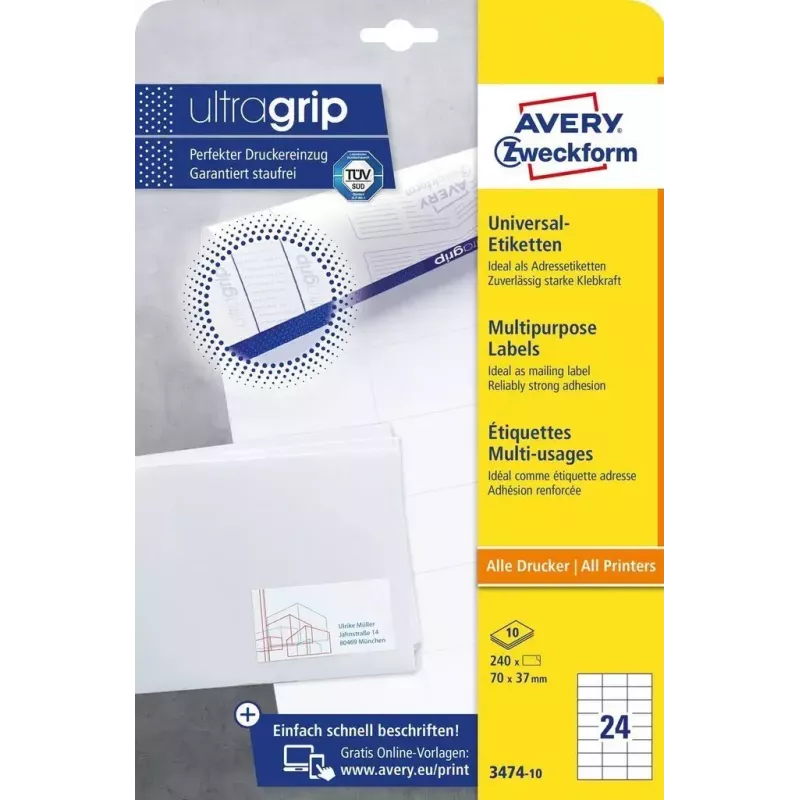 Etiqueta autoadhesiva rectangular AVERY 3474-10