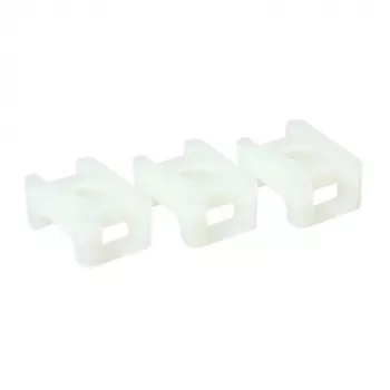 ACT Base de montaje para bridas con tornillo, transparente, blanco, nailon, 100 uds., 23 mm, 16 mm, 9 mm