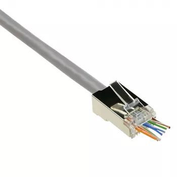 Conector modular ACT RJ45 (8P/8C) CAT6 easyconnect apantallado para cable redondo con hilos macizos o flexibles