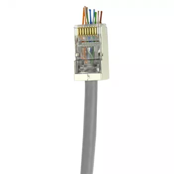 Conector modular ACT RJ45 (8P/8C) CAT6 easyconnect apantallado para cable redondo con hilos macizos o flexibles