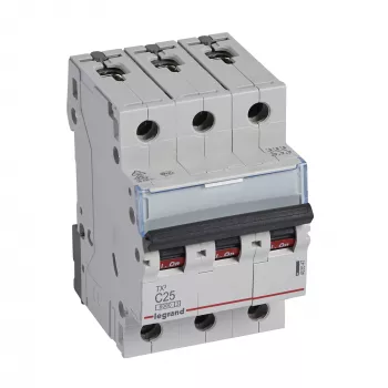 Interruptor automático Legrand Tx3 C25A 3 polos 6 kA 3 módulos (MPN 403547)