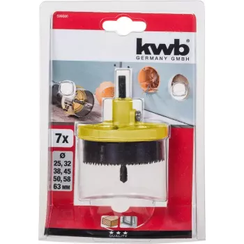 Set de sierras de corona KWB 599000 7 piezas 6,3 cm para plástico madera