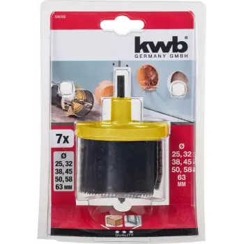 Set de sierras de corona KWB 599100 7 piezas 6,3 cm para madera y plástico