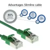 Cable de red patch slimline para centro de datos ACT verde 5 m LSZH U/FTP CAT6A snagless con conectores RJ45