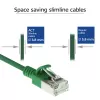 Cable de red patch slimline para centro de datos ACT verde 1,5 m LSZH U/FTP CAT6A, sin lengüeta, con conectores RJ45