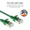 Cable de red patch slimline para centro de datos ACT verde 1,5 m LSZH U/FTP CAT6A, sin lengüeta, con conectores RJ45