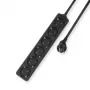 Regleta de enchufes ACT, 6 tomas, 3 m, negro