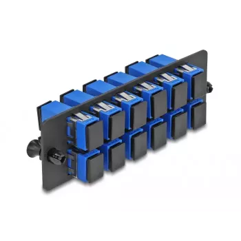 Panel adaptador de fibra óptica DeLOCK SC Simplex UPC 12 puertos azul