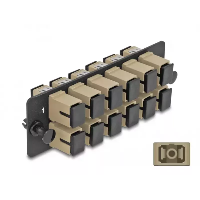 Panel adaptador de fibra óptica DeLOCK SC Simplex OM1 OM2 12 puertos beige