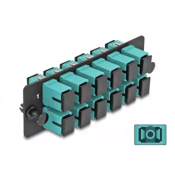 Panel adaptador de fibra óptica DeLOCK SC Simplex OM4 12 puertos aqua