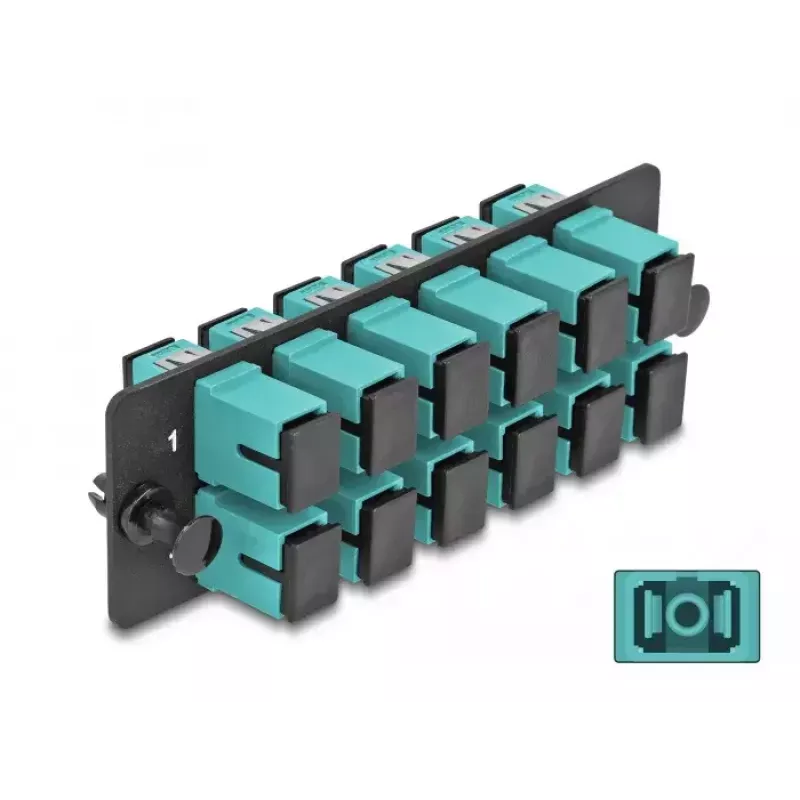 Panel adaptador de fibra óptica DeLOCK SC Simplex OM4 12 puertos aqua