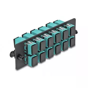 Panel adaptador de fibra óptica DeLOCK SC Simplex OM4 12 puertos aqua
